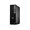 Schwarzer Dell-Desktop-Computer vor weißem Hintergrund. Auf der Vorderseite sind USB-Anschlüsse, ein Einschaltknopf und das Dell-Logo zu sehen.