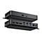 Zwei schwarze Dockingstationen, übereinander angeordnet. Deutlich erkennbar sind verschiedene Anschlüsse wie HDMI, USB-C und Ethernet.