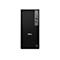 Schwarzer Dell PC-Tower mit vertikalen Streifen. Auf der grauen Vorderseite befinden sich Anschlüsse und das Dell-Logo.
