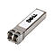 Ein silberner Dell SFP-Transceiver. Oben ein weißes Feld mit dem Dell-Logo in Schwarz.