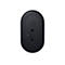 Vue de dessus d'une souris Dell noire avec logo, boutons et interrupteurs.