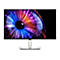 Un moniteur Dell avec un arrière-plan d'écran coloré. L'arrière-plan montre un œil abstrait fait de lignes colorées et d'effets de lumière.