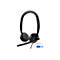 Casque Dell noir avec microphone sur fond blanc. Certifié pour Microsoft Teams et Zoom.