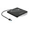 Schwarzes externes CD-DVD-Laufwerk von Delock mit USB-Kabel auf weißem Hintergrund.