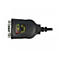 Schwarzer RS232-Adapter mit LED-Anzeigen für TX, RX und Power, isoliert auf weißem Hintergrund.