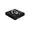 Schwarze, quadratische Konverterbox mit weißem E-Logo und HDMI-Anschluss vor weißem Hintergrund.