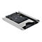 CFast-zu-SATA-Adapter-Platine mit silbernem Metallrahmen vor weißem Hintergrund.