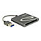 Grauer Delock Kartenleser mit USB 3.0 Anschluss und kurzem, geflochtenem Verbindungskabel.