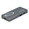 Grauer USB-C-Hub von Delock mit USB-A und USB-C Anschlüssen vor weißem Hintergrund.