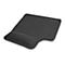 Schwarzes ergonomisches Mauspad mit integrierter Handballenauflage und Delock-Schriftzug.