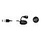 Schwarzes USB-Mikrofon mit Schwanenhals und separater Stummschalt-Taste vor weißem Hintergrund.