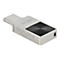 Silberner Delock USB-C Stick mit 64 GB Kapazität und schwarzem, kreisförmig texturiertem Bereich.