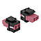 Zwei identische Stecker-Module mit schwarzem Gehäuse und rosa Kunststoff-Innenleben vor weißem Hintergrund.