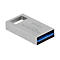 Silberner Delock USB-Stick mit 128 GB Speicher und rechteckigem Gehäuse mit Öse auf weißem Hintergrund.