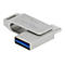 Silberner Delock USB-Stick mit USB-A und USB-C Anschlüssen, beschriftet mit 128 GB.