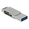 Silberner USB-Stick von Delock mit 128 GB Kapazität, isoliert auf weißem Hintergrund.