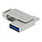 Silberner Delock USB-Stick mit USB-A und USB-C Anschluss, 16 GB Kapazität.