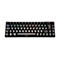 Schwarze mechanische Gaming-Tastatur mit RGB-Beleuchtung und deutschem Tastaturlayout vor weißem Hintergrund.