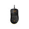 Schwarze Gaming-Maus mit Wabenmuster und gelben Akzenten, Modell Deltaco Gaming DM210 auf weißem Hintergrund.
