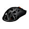 Schwarze Gaming-Maus mit skelettiertem Gehäuse, orangefarbenem Mausrad und Einblick auf die Platine.