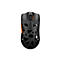 Schwarze Gaming-Maus mit orangefarbenen Akzenten. Oben steht der Schriftzug DM870.
