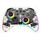Transparenter Gaming-Controller mit bunter RGB-Beleuchtung um die Analogsticks.