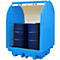 Depósito para materiales peligrosos con persona para 4 barriles de 205 l, volumen 410 l, con cerradura, accesible con transpaleta 2 lados, PE, azul
