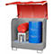 Dépôt de marchandises dangereuses type GD-B BAUER, acier, L 1460 x l 830 x H 1460 mm, capacité du bac 220 litres, gris souris RAL 7005