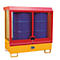 Dépôt de marchandises dangereuses type GD-C BAUER, acier, L 1430 x l 820 x H 1390 mm, serrure à cylindre, capacité du puisard 220 I, jaune orange RAL 2000
