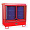 Dépôt de marchandises dangereuses type GD-C BAUER, acier, L 1430 x l 820 x H 1390 mm, serrure à cylindre, capacité du puisard 220 I, rouge feu RAL 3000