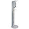 Desinfectiedispenser, met bedieningshendel &amp; lekbak, tot 1000 ml, incl. lege fles, roestvrij staal, B 350 D 350 x H 1220 mm