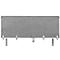Grey felt desk divider with a white frame and silver clamps for desk attachment.