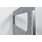 Detailed shot of a gray felt panel with a rectangular cutout and aluminum edge. The background is white.