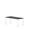 Dark grey table with white legs on a white background.