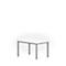 White table with metal legs on a white background. The tabletop is rectangular.