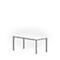 White table with silver legs on a white background.