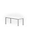 A white table with silver legs on a white background.