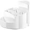White desk organizer with multiple compartments and a separate holder.
