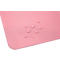 Pink mouse pad with water drops, on a white background.