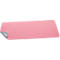 Pink rectangular mousepad with one corner folded up, silver underside.
