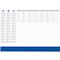 Tables with data, calendars and blue bar.