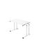 A white height-adjustable desk against a white background. The table has a rectangular tabletop and a white frame.