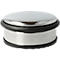 Ronde metalen deurstopper met chromen afwerking en zwarte rubberen ring.