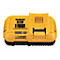 Gelbes DeWalt Akku-Schnellladegerät DCB118 für 20V Lithium-Ionen-Akkus mit Ladestatusanzeige.