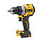 Perceuse sans fil jaune et noire de Dewalt, sur fond blanc. Inscription : "DEWALT 18V XR BRUSHLESS".