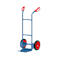 Diable en fils en acier, jusqu'à 200 kg, H 1150 mm, pneus en caoutchouc solide, bleu