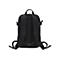 Schwarzer Rucksack von hinten, TrÃ¤ger und RÃ¼cken gepolstert, mit Trageschlaufe und verstellbaren Gurten.