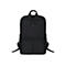 Schwarzer Rucksack mit DICOTA Logo. Auf hellem Hintergrund. Mehrere Reißverschlüsse, gepolsterte Gurte.