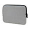 Housse d'ordinateur portable gris clair avec fermeture éclair et bordure noirs.