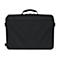 Schwarze Laptoptasche mit Tragegriff, Schultergurt und Logo.
